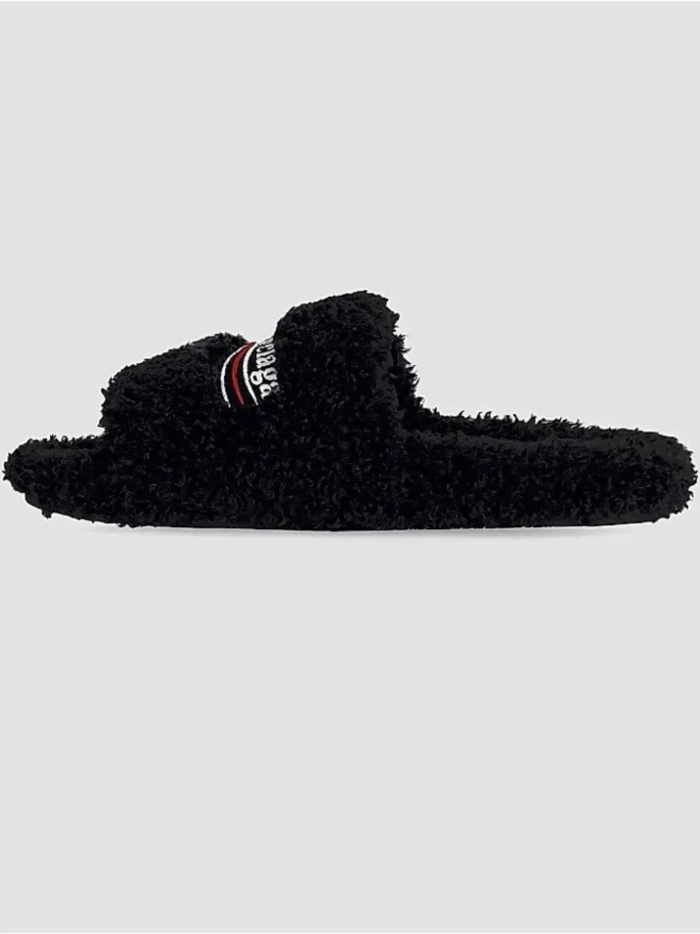 Balenciaga Black Fuzzy Slide Sandals